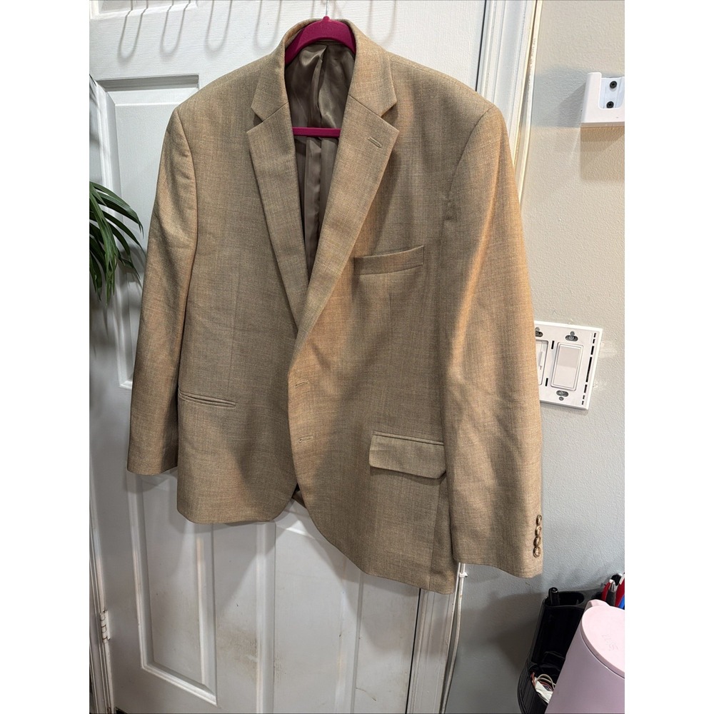 Lauren Ralph Lauren Blazer Vintage 46 R Carmel Polyester Suit Jacket Sport Coat - Picture 2 of 14
